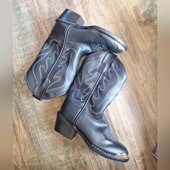 Old West Unisex Black Western Boots size 085/8.5 - Picture 5 of 12